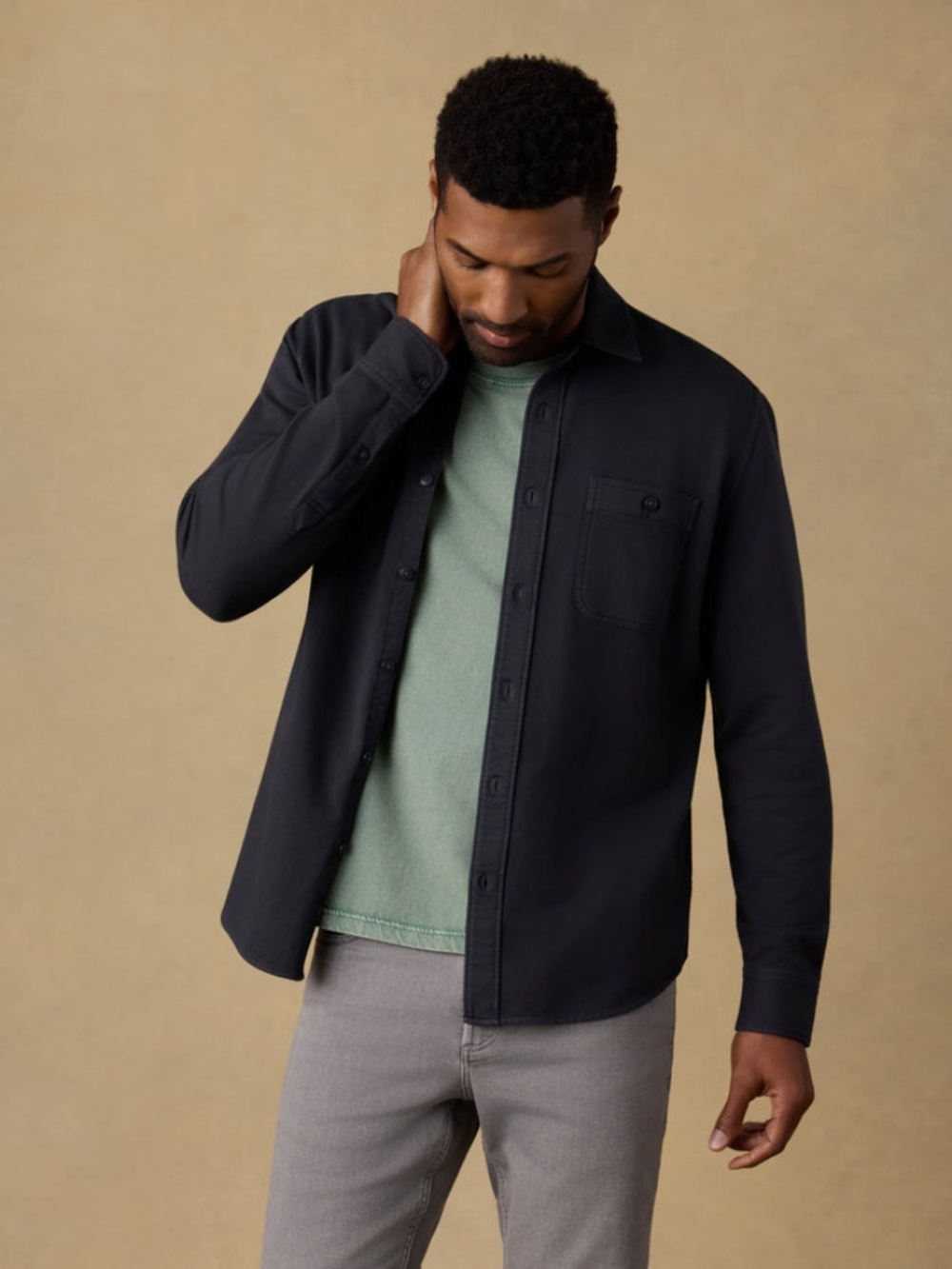 Faherty Seasons Knit Shirt Orig. $148 charcoal